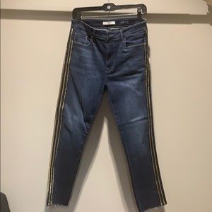 Cher crop Jean with gold tux trim by Fidelity